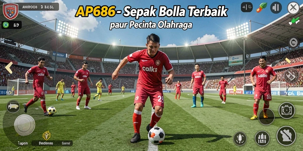 Screenshot AP686 menampilkan aksi penuh gairah di lapangan sepak bola.