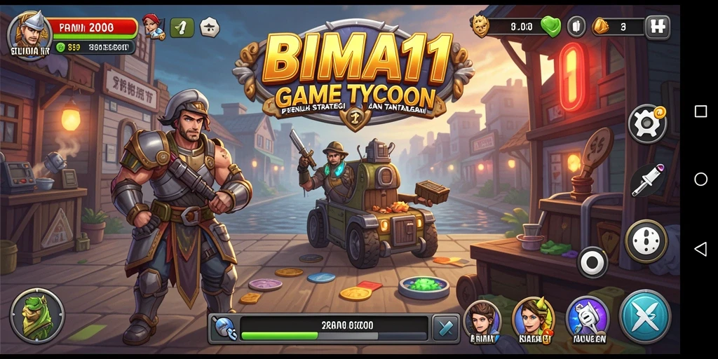 Tampilan gameplay BIMA11 yang menarik dalam mengelola bisnis Tycoon.
