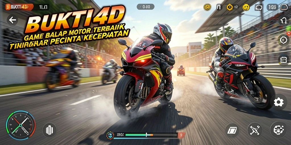 Gameplay seru BUKTI4D dengan motor balap cepat.