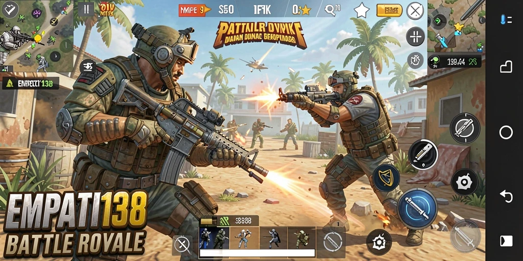 Tampilan utama gameplay EMPATI138 dalam pertempuran Battle Royale yang intens.