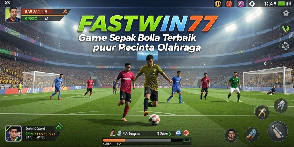 Tampilan utama gameplay <strong>FASTWIN77</strong> yang menampilkan aksi seru di lapangan sepak bola.