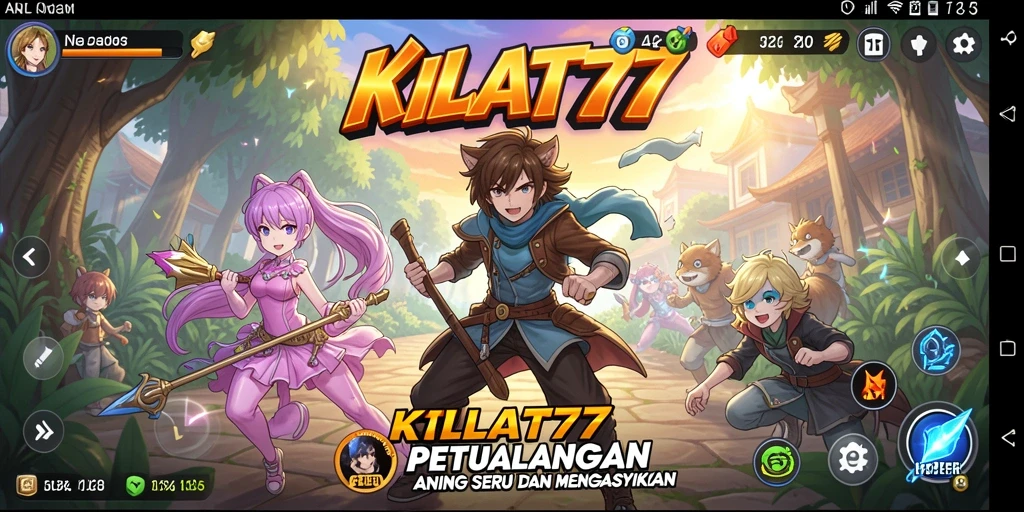 Screenshot gameplay KILAT77 menampilkan pertarungan karakter Anime yang epik.