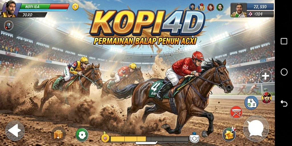 Tampilan gameplay balap KOPI4D yang seru dan cepat.