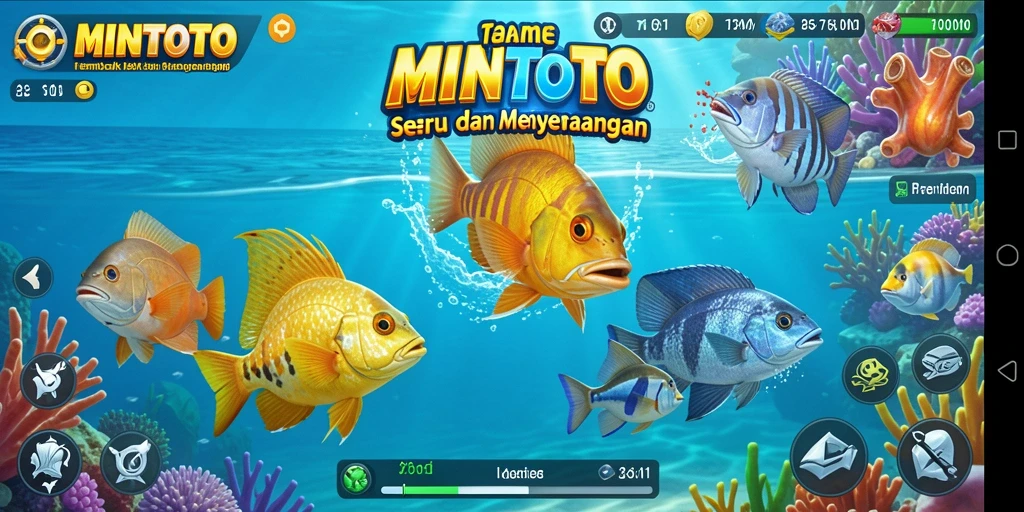 Screenshot tampilan seru dalam permainan Tembak Ikan MINTOTO.
