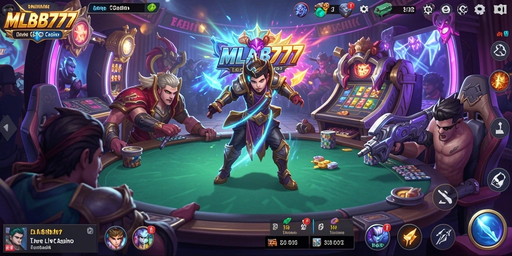 Screenshot gameplay MLBB777 yang menampilkan suasana kasino hidup.