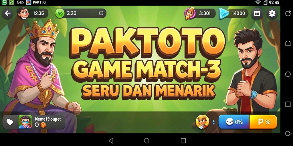 Tampilan gameplay Match-3 yang menarik dan berwarna.