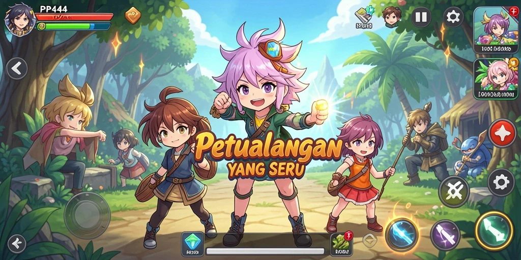Tampilan menarik dari gameplay seru PP444 dengan karakter Anime.