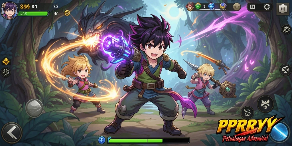 Gameplay menakjubkan PPRRYY yang menunjukkan aksi karakter Anime.