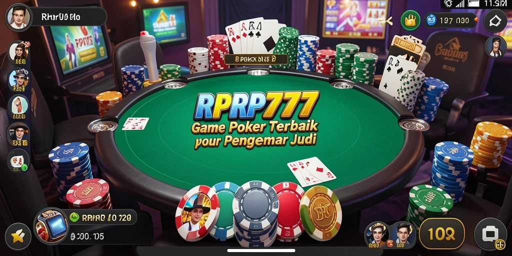 Screenshot RPRP777 menampilkan tabel poker yang tegang dan pemain yang bersemangat.