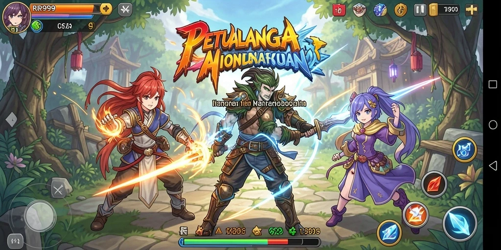 Tampilan menarik dari gameplay RR999 dengan karakter Anime yang dinamis.