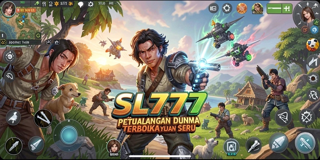 Screenshot gameplay SL777 yang menunjukkan petualangan seru di dunia terbuka.