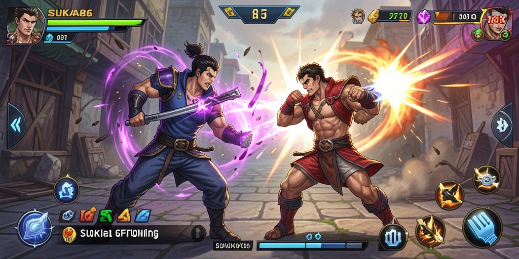 Gameplay menegangkan dengan pertarungan karakter yang dinamis.