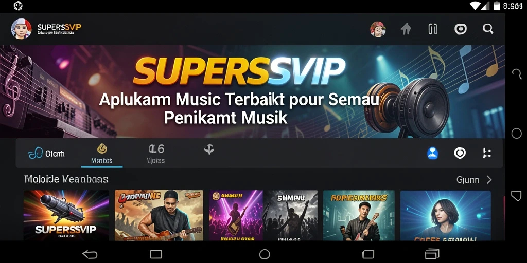 Screenshot gameplay <strong>SUPERSVIP</strong> menampilkan pengguna bernyanyi dan bermain alat musik.